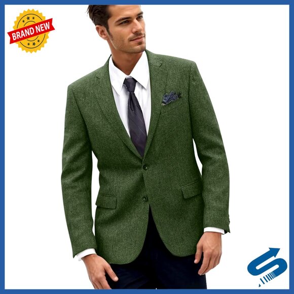 Slim Fit Tweed Sport Coat Blazer for Business Prom Wedding